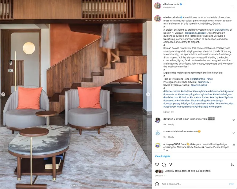 An Elle Decor India Instagram post