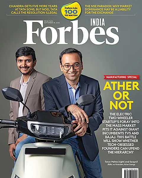 Forbes India cover, 18 September 2026, on the Ather Energy founders