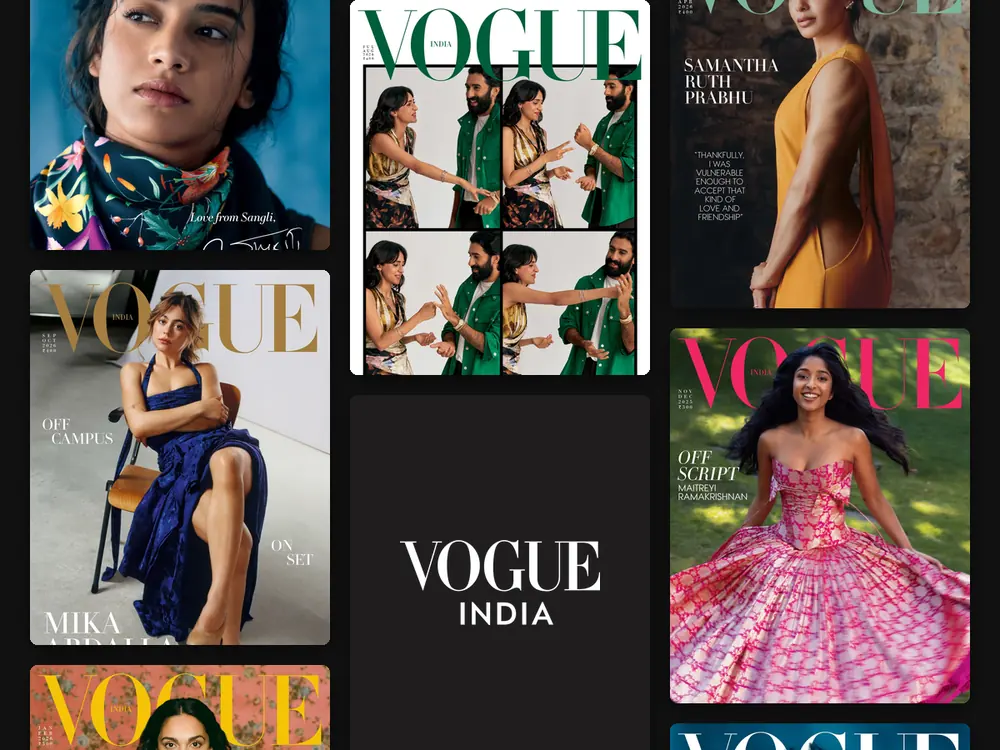 A wall of recent Vogue India covers